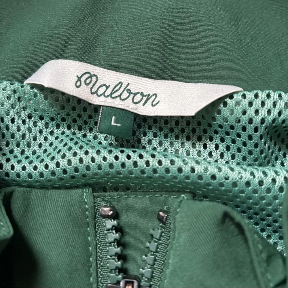 NWT Malbon Golf Mens Script Windshirt Green size L  Quarter Zip Pullover S/S - Picture 3 of 3